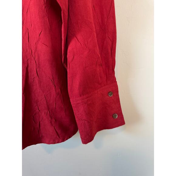 VTG Coldwater Creek 90s Y2K Button Up Top Sz 2X Crinkle Red Casual Boho Artsy - Picture 5 of 10